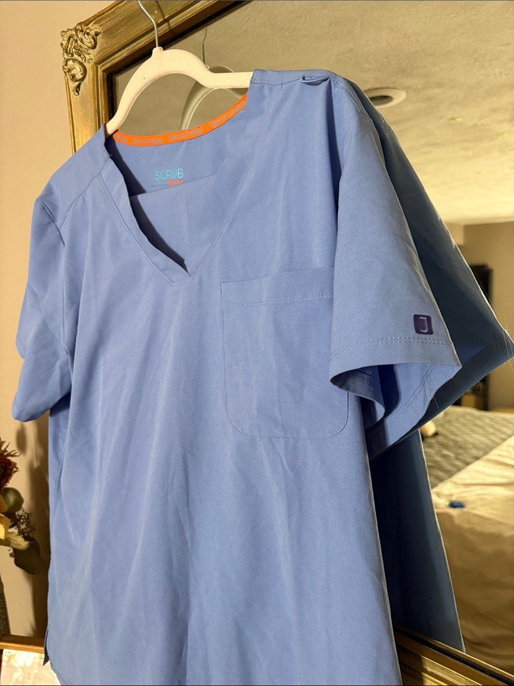 Light Blue Medical Scrub Top & Pants Set
